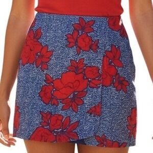 TIGER MIST Reed Rose Print Mini Skirt Ruched NWT Retail $73 Size‎ Small